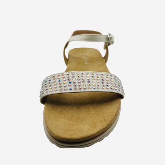 Girls' White Sandals Rhinestone Strap Ankle Buckle Open Toe Summer Shoes Size 4 - Picture 5 of 8